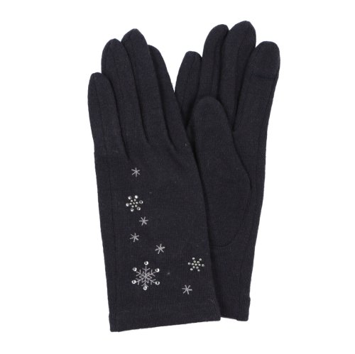 セール ローラアシュレイ Laura Ashley レディース 手袋 女性用 タッチパネル スマホ 指先だけ出せる スノーフレイク柄 ローラアシュレイ Laura Ashley Magaseek