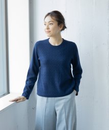 Leilian(レリアン)/編み柄セーター/ネイビー
