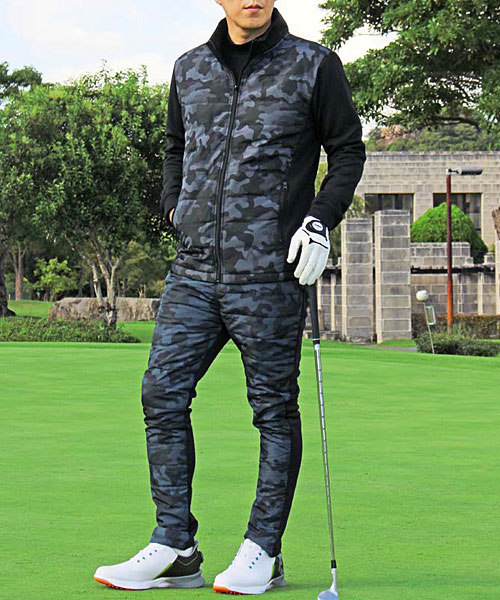 ゴルフウェア セットアップ メンズ 上下セット ダウンジャケット ゴルフパンツ 暖か裏起毛シャギーボア 防寒 ストレッチジャージ スタンド パーカー  スポーツ