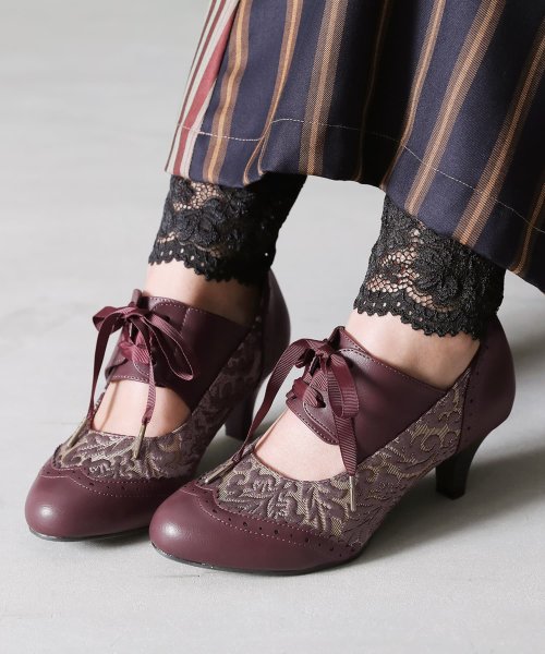 セール レースアップクラシカルパンプス オシャレウォーカー Osharewalker Magaseek