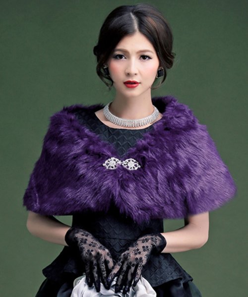 セール ブローチ付きフェイクファーパーティーショール ドレス スター Dress Star Magaseek