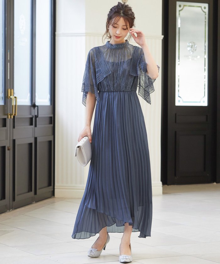 安い直営店 透け感 袖あり 総レース 結婚式 ワンピース ロング レース プリーツ ファッションレター パーティードレス ハンカチレース シアー オーガンジー オケージョ ウエストゴム Pwkx0149 5分袖 格安 クリーニング Jlt Polinema Org