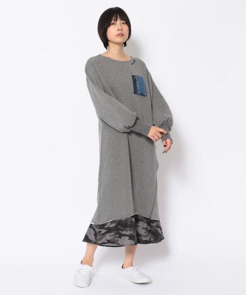レイヤードスタイル デニム カモフラージュワンピース Denim Camouflage Onepiece Dress アヴィレックス Avirex Magaseek
