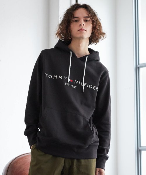 TOMMY HILFIGER(トミーヒルフィガー)/ロゴフリースフーディ/ブラック2