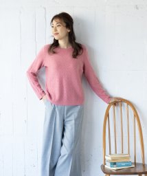 Leilian PLUS HOUSE(レリアンプラスハウス)/編み柄セーター/ピンク
