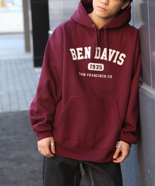 ZIP FIVE(ジップファイブ)/【c－1780913】BEN DAVIS別注/COLLEGE LOGO HOODIE /パーカー/ワイン