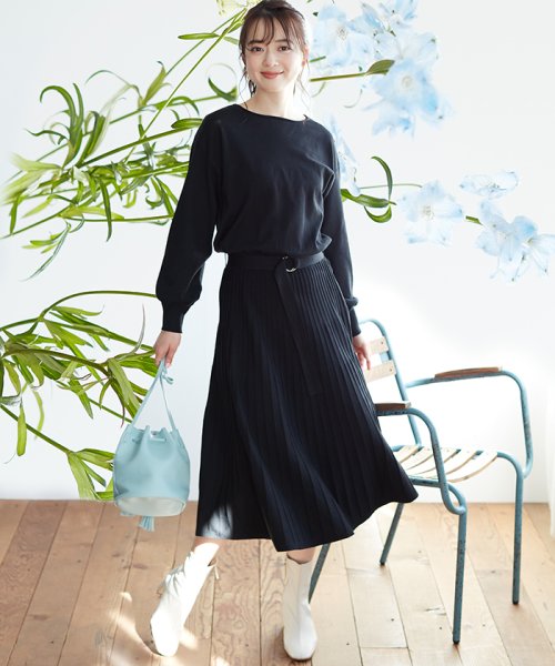 セール ナチュラルビューティーベーシック Natural Beauty Basic プリーツニットワンピース Magaseek