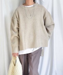 ARGO TOKYO(アルゴトウキョウ)/サイドスリットニットトップス 25102 Side slit knit pullover/ベージュ