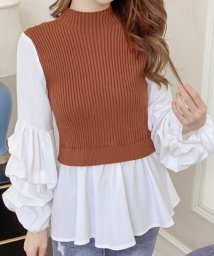 MAISON BREEZE(MAISON BREEZE)/【MAISON BREEZE】シャツ＊ニットベスト ツーピース SCCH26/ブラウン