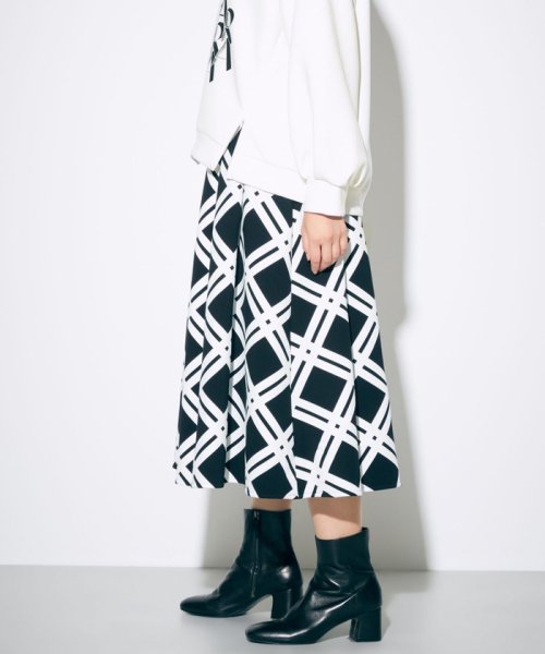 バイアスチェック裏毛スカート 