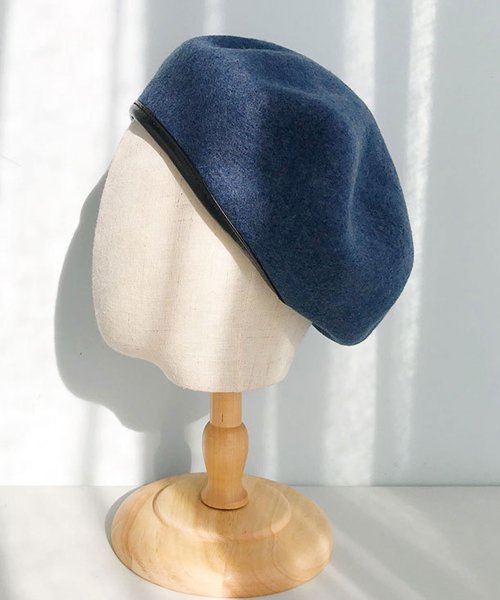 SAISON DE PAPILLON(セゾン ド パピヨン)/オーストラリア産ウール100％ベレー帽/ブルー