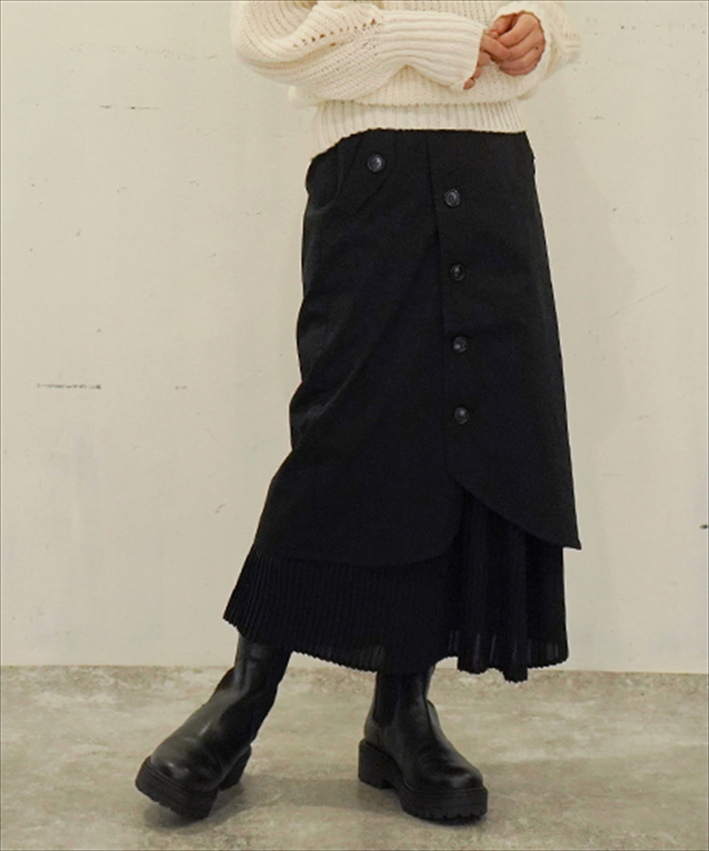 【低身長向けサイズ】2wayプリーツ巻きスカート