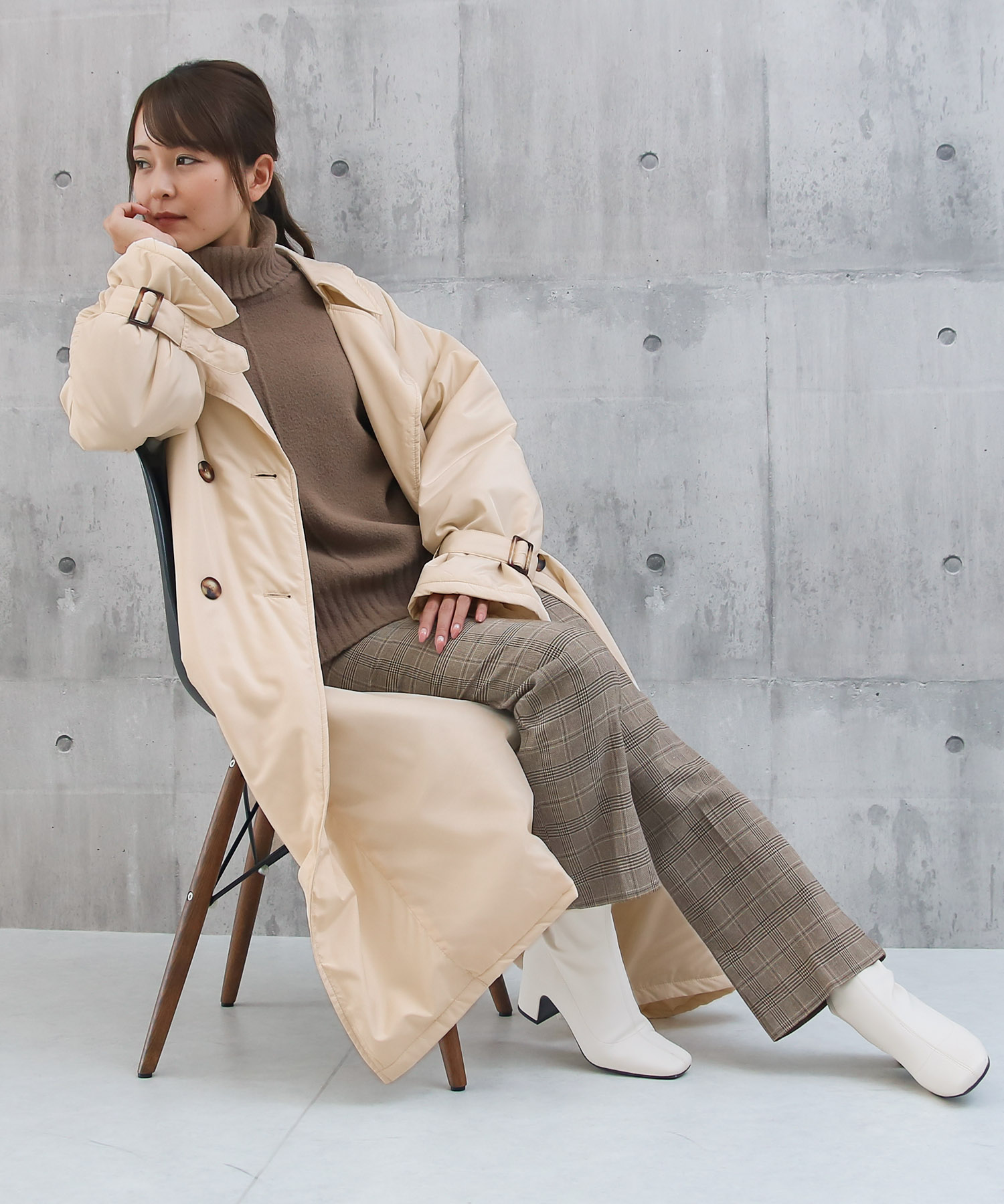 新品 SANYO COAT ノーカラー トレンチコート 38 冨岡佳子 富岡佳子