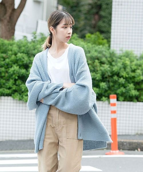 Cavaria 7gモヘアタッチvネックビッグカーディガン メンズ カーデ ニット モヘア ビッグ シンプル 無地 黒 白 カジュアル 韓国 キャバリア 秋 冬 キャバリア Cavaria Magaseek