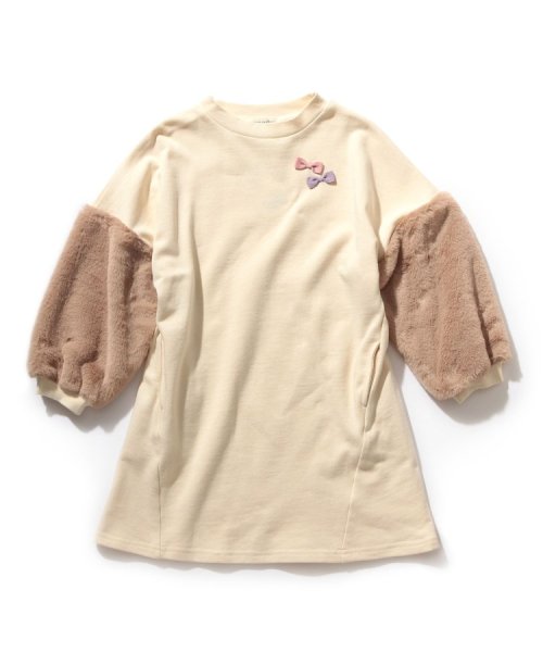 セール 100 140cm 袖ファー切替裏毛ワンピース シューラルーキッズ Shoo La Rue Kids Magaseek