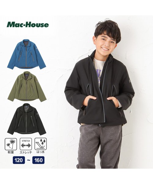 MAC HOUSE(kid's)(マックハウス（キッズ）)/NAVY ネイビー ナイロンストレッチ中綿ジャケット NV－B670－7780/ブラック
