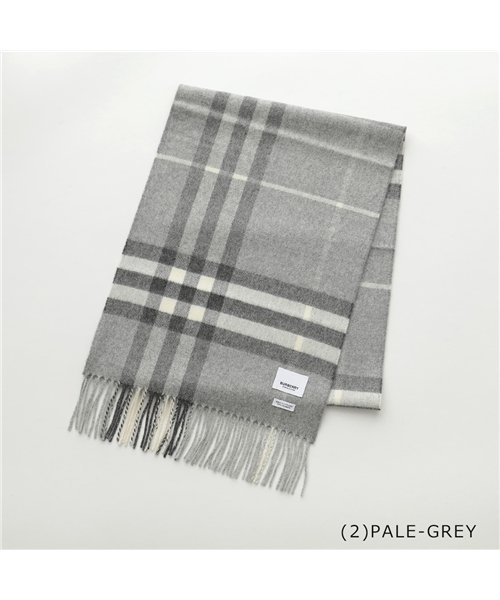 BURBERRY(バーバリー)/【BURBERRY(バーバリー)】GIANT CHECK CASHMERE SCARF GIANT ICON  カシミヤ マフラー フリンジ ストール バーバリ/ペールグレー