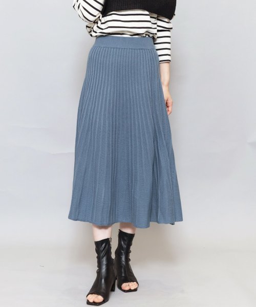セール スカート レディース リブニット素材 フレアスカート ロングスカート ウエストゴム ロング丈 ミリアンデニ Mili An Deni Magaseek