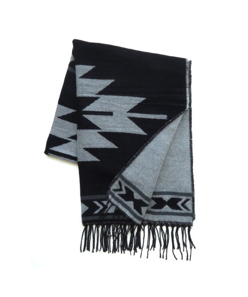 ストール 大判 ネイティブ オルテガ リバーシブル 秋冬 厚手 結婚式 マフラー 起毛 レディース メンズ 柄 民族 メール便 送料無料 エクレボ Exrevo Magaseek