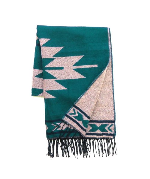 ストール 大判 ネイティブ オルテガ リバーシブル 秋冬 厚手 結婚式 マフラー 起毛 レディース メンズ 柄 民族 メール便 送料無料 エクレボ Exrevo Magaseek
