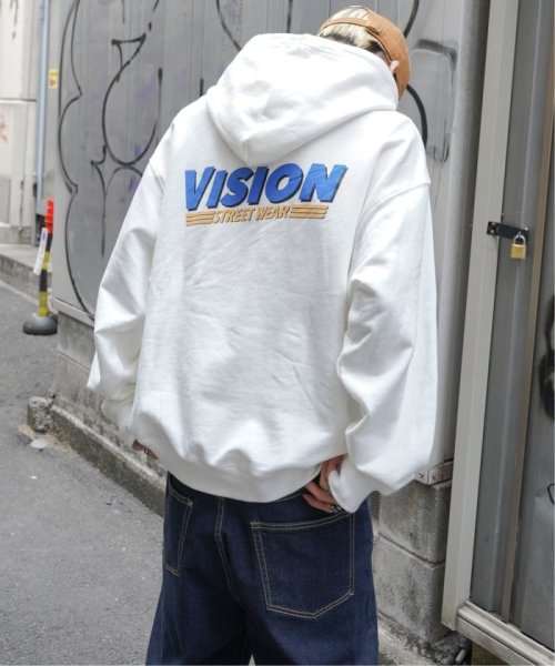 VENCE　EXCHANGE(ヴァンス　エクスチェンジ)/VISION STREET WEAR スケボー刺繍パーカー/オフホワイト