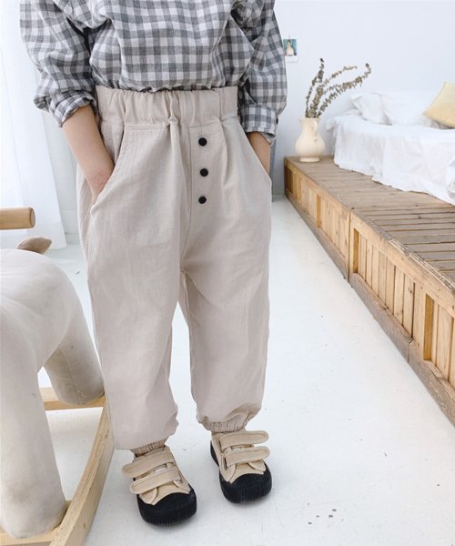 aimoha(aimoha（アイモハ）)/aimoha－KIDS－ 新作 韓国子供服 ボタン付きテーパードパンツ 韓国ファッション/ベージュ