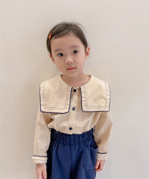 セール Aimoha Kids 新作 韓国子供服 かわいいセーラー服風ビッグカラーブラウス Aimoha アイモハ Aimoha Magaseek