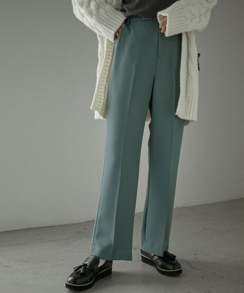 セール 穿くだけで速攻美脚見えなカラーパンツ レディース パンツ スラックス センタープレス ウエストゴム ラクチン ゆったり セミフレア フレアパンツ オフィスカジュ ファッションレター Fashion Letter Magaseek