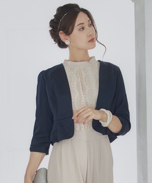 セール ノーカラージャケット風ボレロパーティードレス ドレス プラス Dress Magaseek