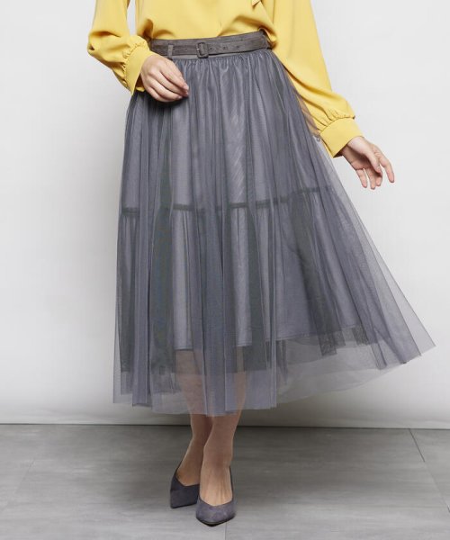 セール 大きいサイズ ウエストベルトチュールスカート クイーンズコート 大きいサイズ Queens Court Lsize Magaseek
