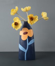 aimoha(aimoha（アイモハ）)/カラフルなお花の陶器花瓶/ネイビー