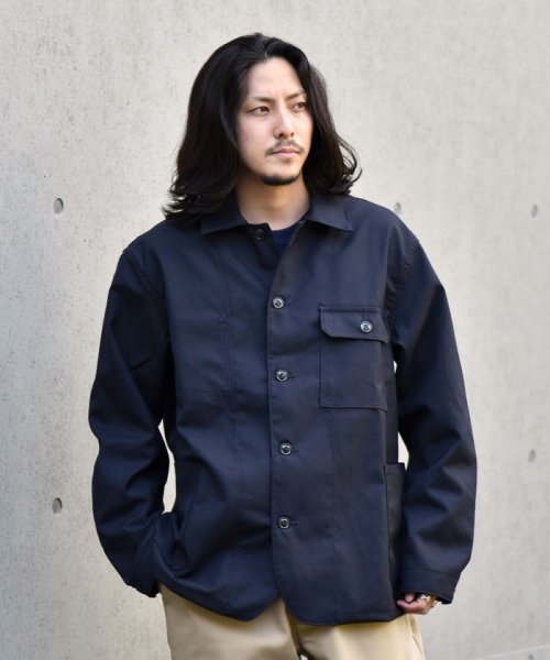 SHIPS MEN(シップス　メン)/SHIPS: MADE IN USA LAPD ウールサージ カバー ブルゾン/ネイビー