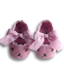 CLARAH　kids(クララキッズ)/ベビー ファーストシューズ ベビーシューズ 靴 出産祝い 女の子 赤ちゃん リボン りぼん 花柄 ストライプ 刺繍 子供靴 /ピンク