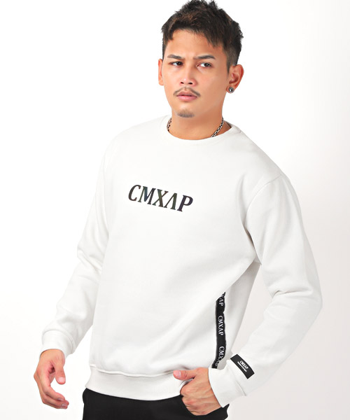 CMXAP(クマアピ)オーロラロゴプリント裏起毛トレーナー/トレーナー メンズ スウェット 長袖 プリント イラスト