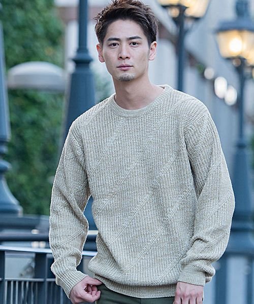 セール Cavaria 5gダイアゴナル柄クルーネック長袖ニット メンズ セーター 長袖 クルーネック ブランド メンズファッション トップス 5g ダイアゴナル柄 シ キャバリア Cavaria Magaseek