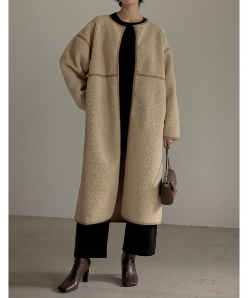 低身長サイズ有 リバーシブルボアフェイクムートンロングコート リエディ Re Edit Magaseek