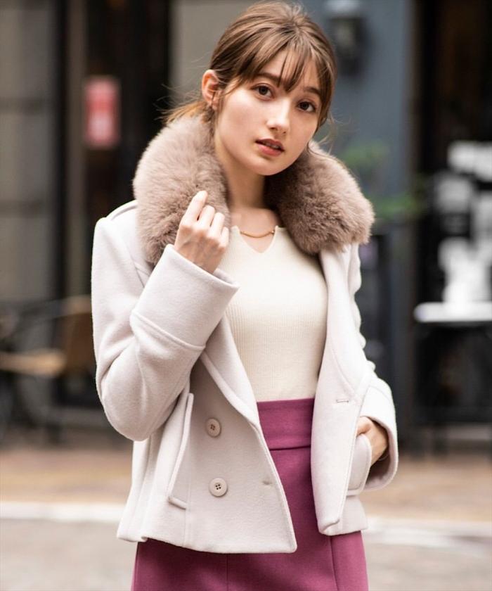FOXファー衿ショートコート