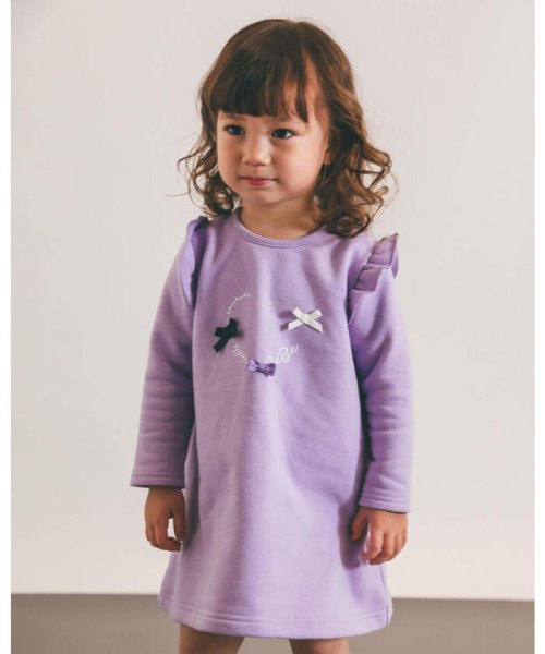 セール グリッター ハート プリント リボン ワンピース ベビー 80 90cm ベベ Bebe Magaseek