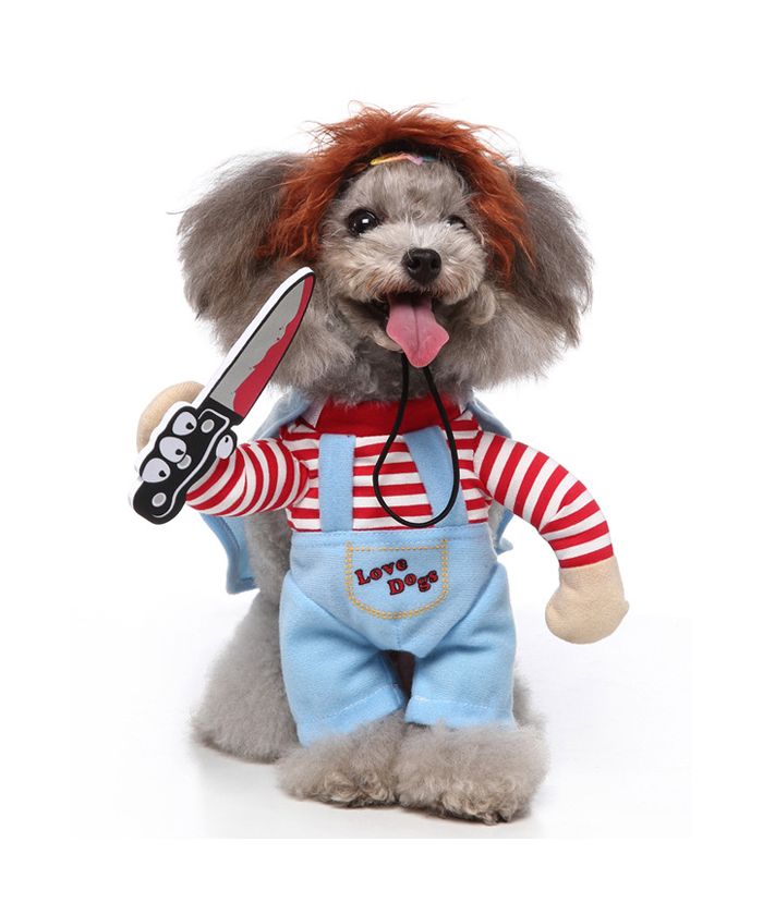 堅実な究極の 犬服 チャッキーコスプレ Mサイズ ハロウィン パーティー わんちゃん 仮装