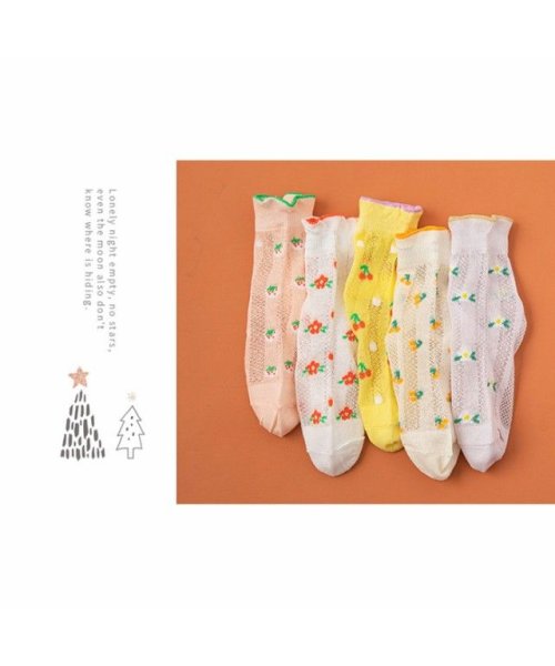 セール キッズ 靴下 5足セット さくらんぼ 花 女の子 ソックス くつ下 スニーカーソックス クララキッズ Clarah Kids Magaseek