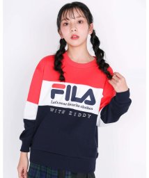 ZIDDY(ジディー)/【 FILA × ZIDDY 】BIG ロゴ 切り替え 裏毛 トレーナー (13/レッド系