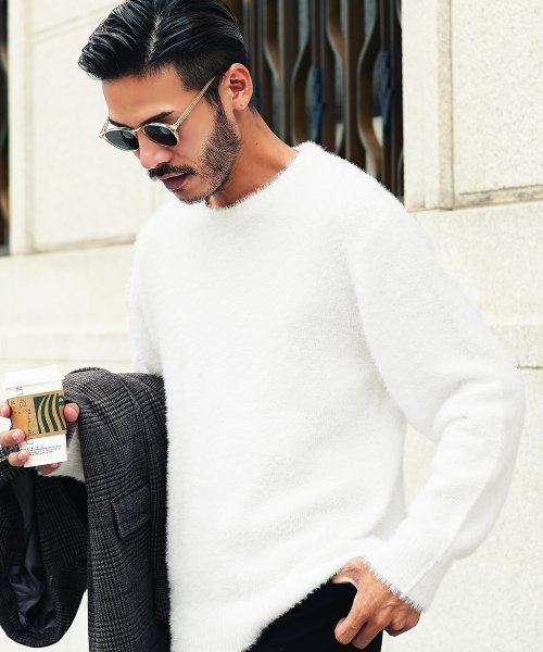 セール シャギーニット ニット セーター メンズ メンズニット 起毛 メンズセーター ニットセーター おしゃれ レディース クルーネック シャギー ジギーズショップ Jiggys Shop Magaseek