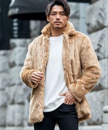 Cavaria ファージャケット アウター メンズ 長袖 ファーコート フェイクファー ブラック ベージュ グレー 黒 茶 灰 秋 冬 A キャバリア Cavaria Magaseek