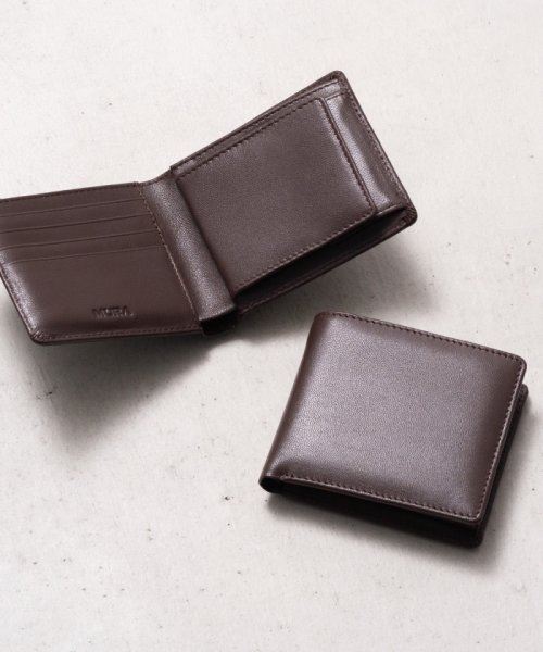 MURA(ムラ)/MURA ゴートレザー スキミング防止機能付き 二つ折り財布/ダークブラウン