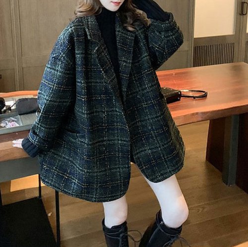 セール】チェック柄 チェスターコート レディース(504403739  