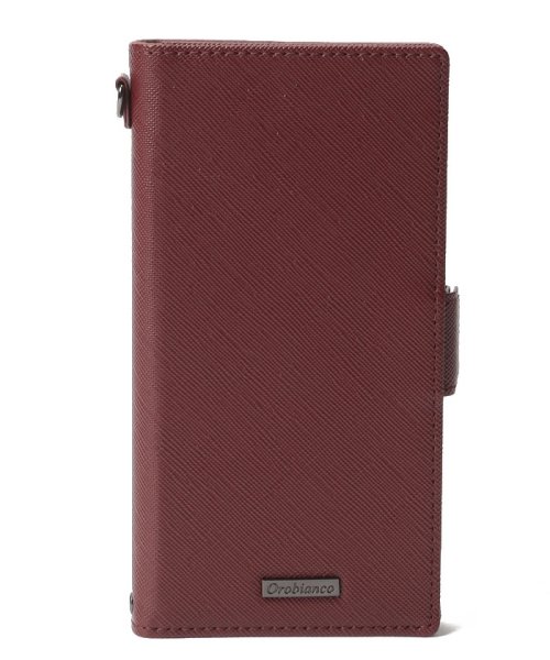 Orobianco（Smartphonecase）(オロビアンコ（スマホケース）)/スクエアプレート" PU Leather Book Type Case（iPhone 12/ 12 Pro）/WINE