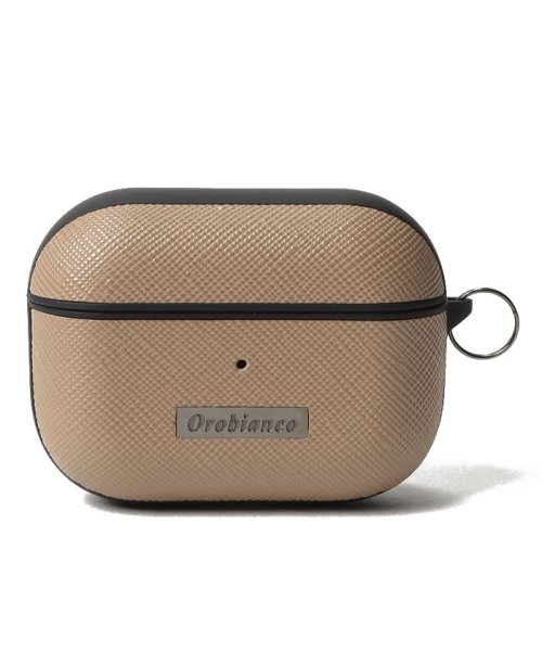 Orobianco（Smartphonecase）(オロビアンコ（スマホケース）)/スクエアプレート" PU Leather AirPods Pro Case/TAUPE