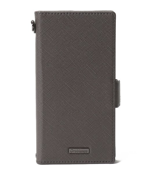 Orobianco（Smartphonecase）(オロビアンコ（スマホケース）)/スクエアプレート" PU Leather Book Type Case（iPhone 13）/GRAPHITE