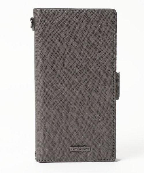 Orobianco（Smartphonecase）(オロビアンコ（スマホケース）)/スクエアプレート" PU Leather Book Type Case（iPhone 12/ 12 Pro）/GRAPHITE