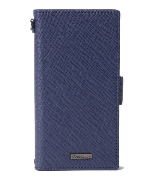 Orobianco（Smartphonecase）(オロビアンコ（スマホケース）)/スクエアプレート" PU Leather Book Type Case（iPhone 12/ 12 Pro）/D.BLUE